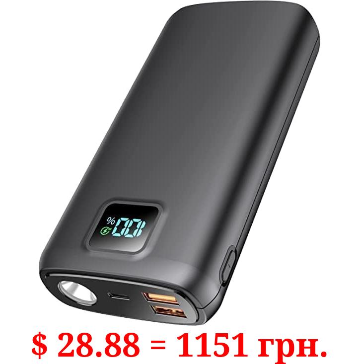 Portable-Charger-Power-Bank - 40000mAh Power Bank PD 30W and QC 4.0 Quick Charging Built-in Bright Flashlight LED Display 2 USB 1Type-C Output for Most Electronic Devices on The Market(Carbon Black)