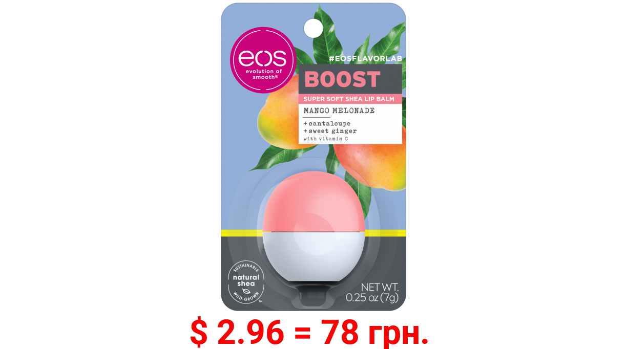 eos flavorlab Lip Balm Sphere - Boost , Mango Melonade , Moisuturzing Shea Butter for Chapped Lips , 0.25 oz