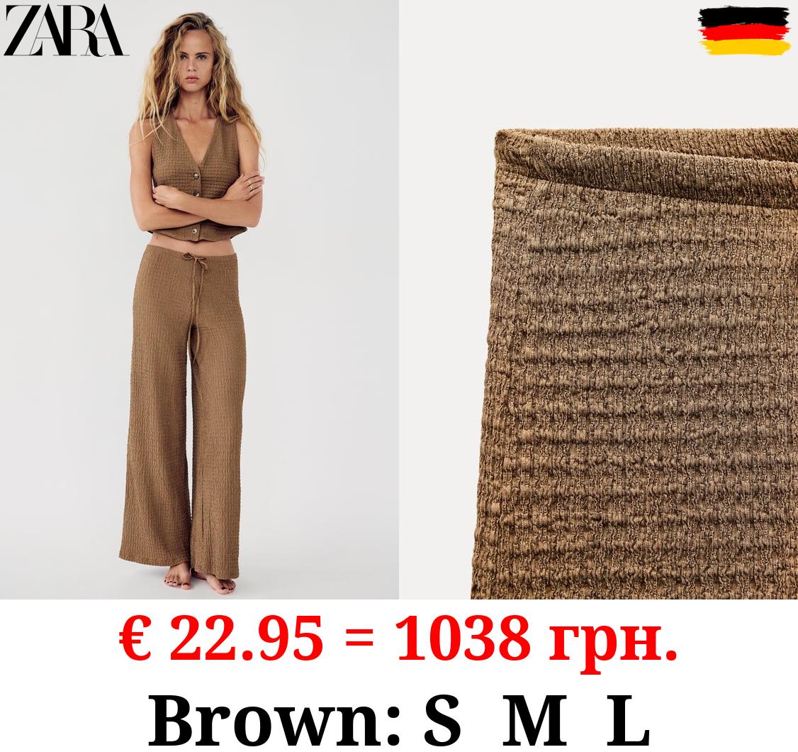 TEXTURED STRAIGHT FIT TROUSERS