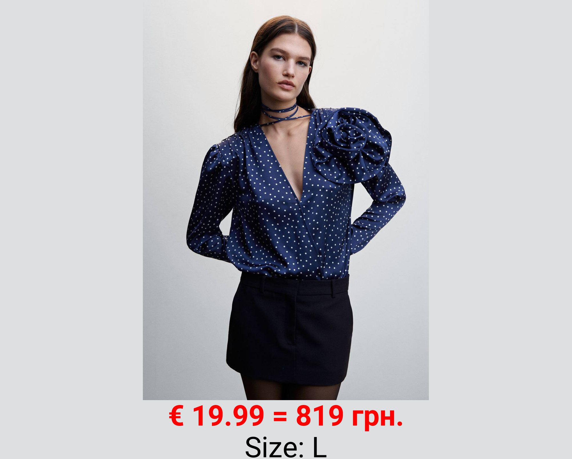 Blusa satinada topos flor