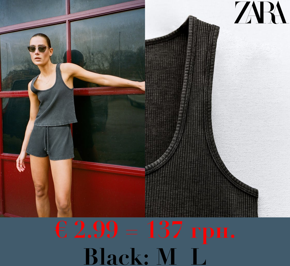 FADED-EFFECT RIBBED CROP TOP