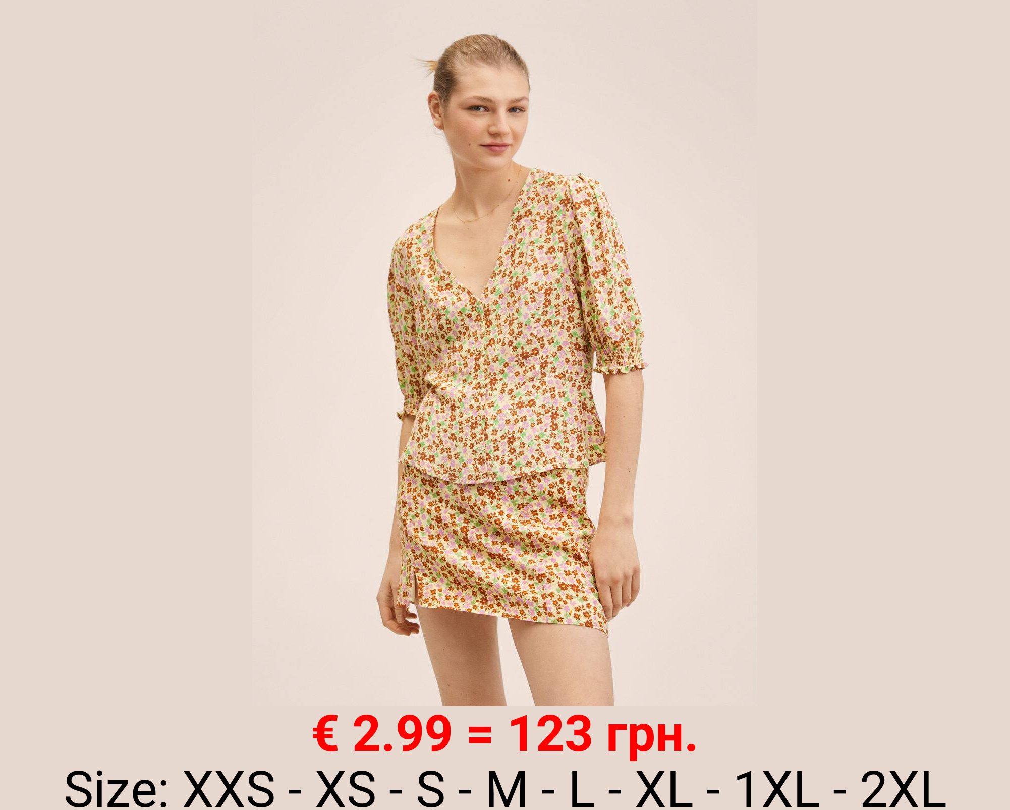 Blusa manga abullonada estampada