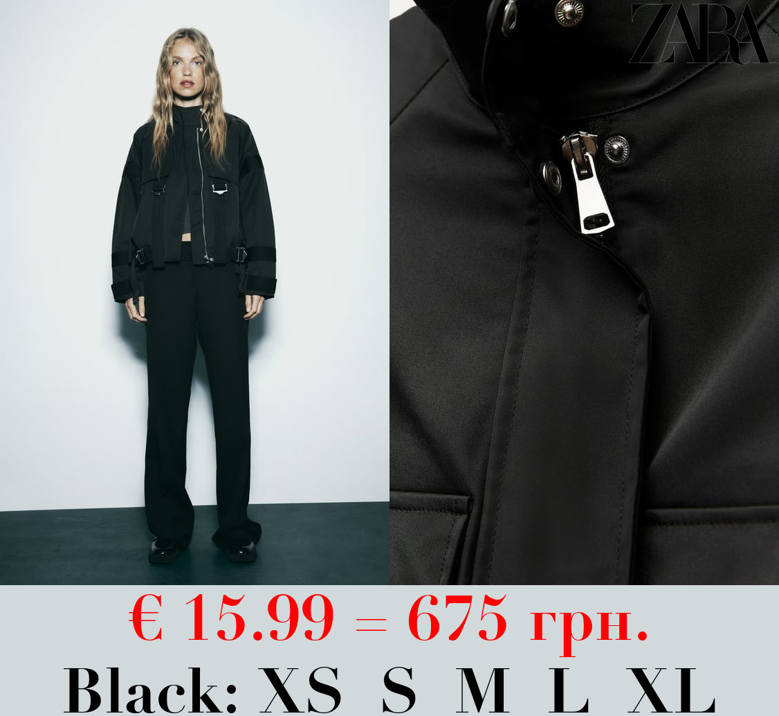 ZW COLLECTION CONTRAST BOMBER JACKET WITH BUCKLES