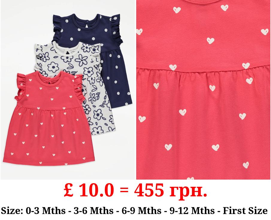 Pink Frill Jersey Dresses 3 Pack