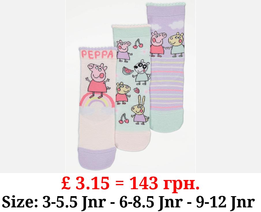 Peppa Pig Character Print Pastel Ankle Socks 3 Pack