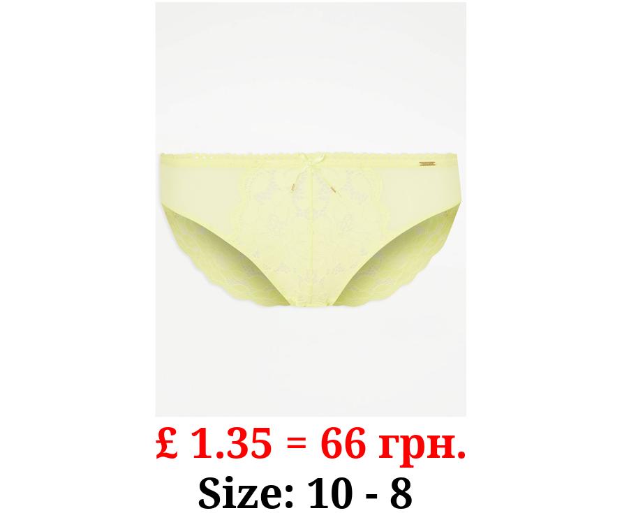 Entice Yellow Lace Broderie High Leg Knickers