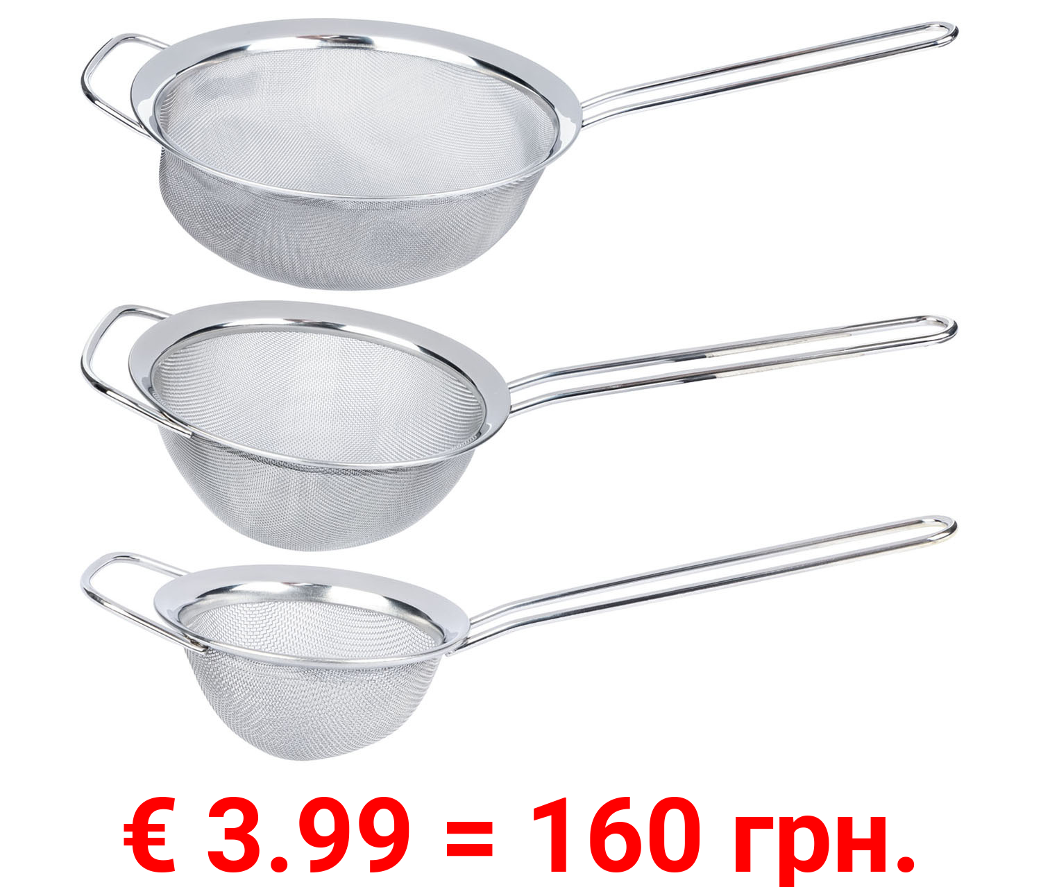 ERNESTO® Edelstahl-Küchensieb-Set, 3-teilig
