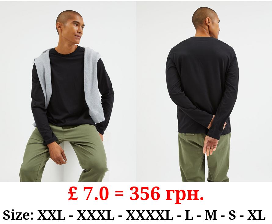 Black Crew Neck Long Sleeve Top