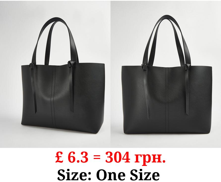Black Leather Look Tote Bag