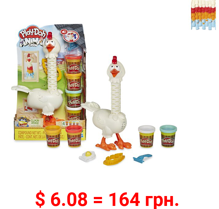 Play-Doh Animal Crew Cluck-a-Dee Feather Fun Farm, Includes 4 Cans of Play-Doh