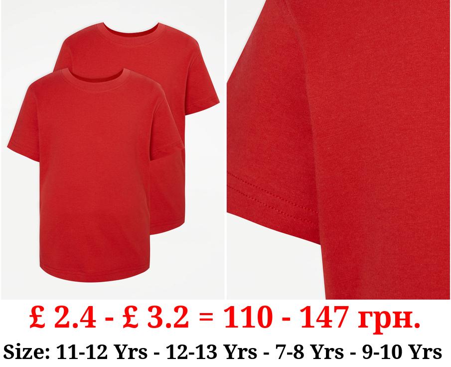 Red Crew Neck School T-Shirt 2 Pack