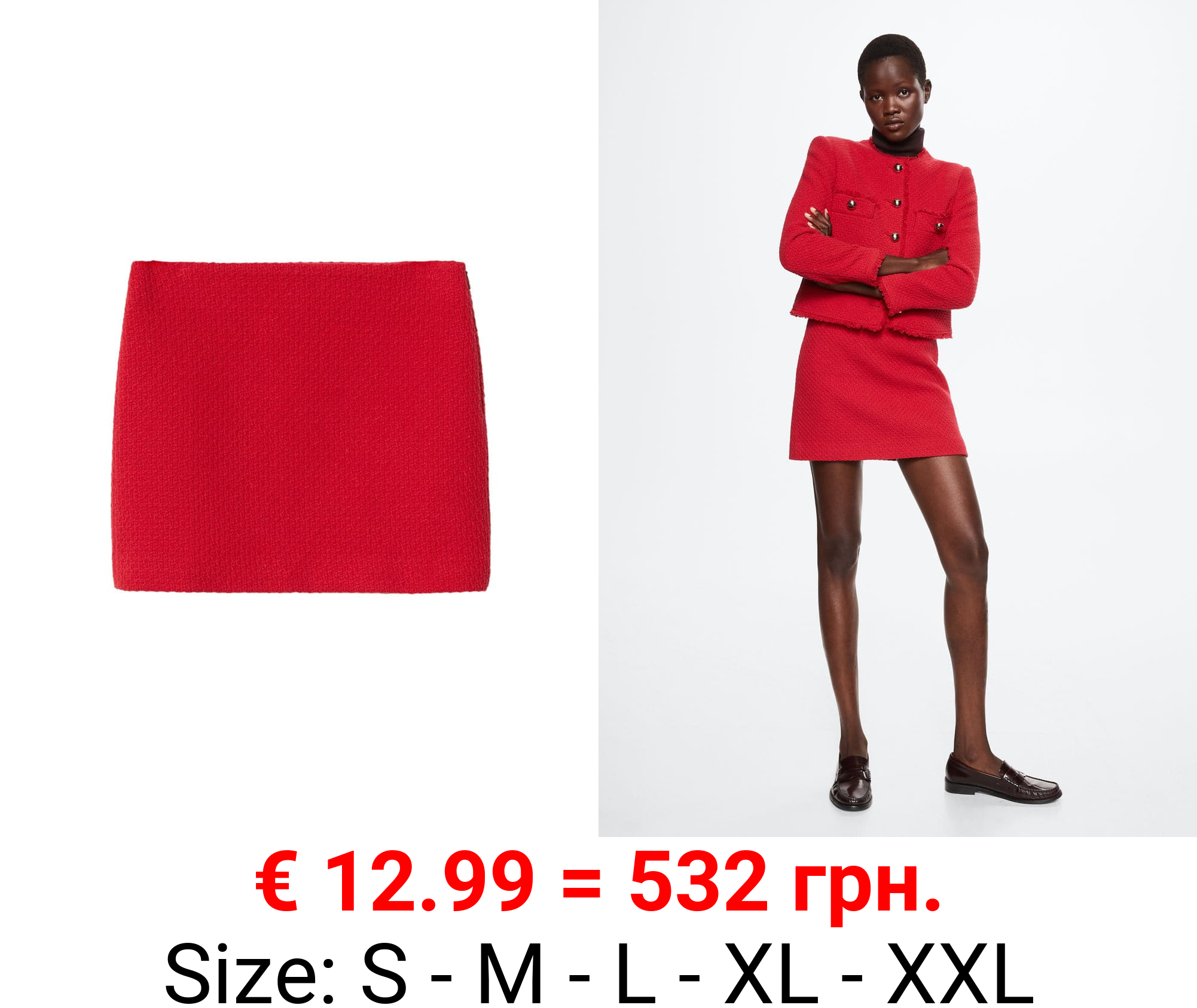 minifalda tweed algodón