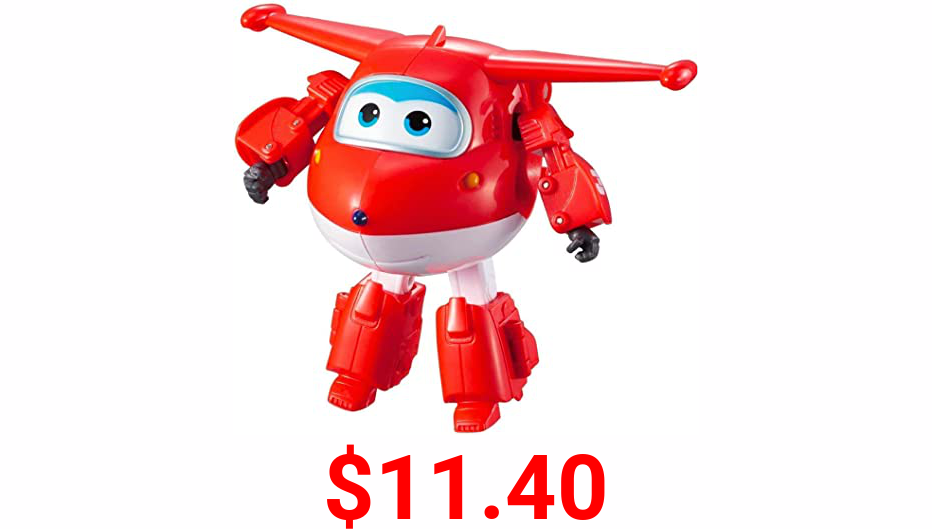 Super Wings - 5" Transforming Jett Airplane Toys Vehicle Action Figure| Flying Plane to Robot | Birthday Gifts for 3 4 5 year old Boys and Girls | Fun Toy Plane for Preschool Kids | Alpha Group