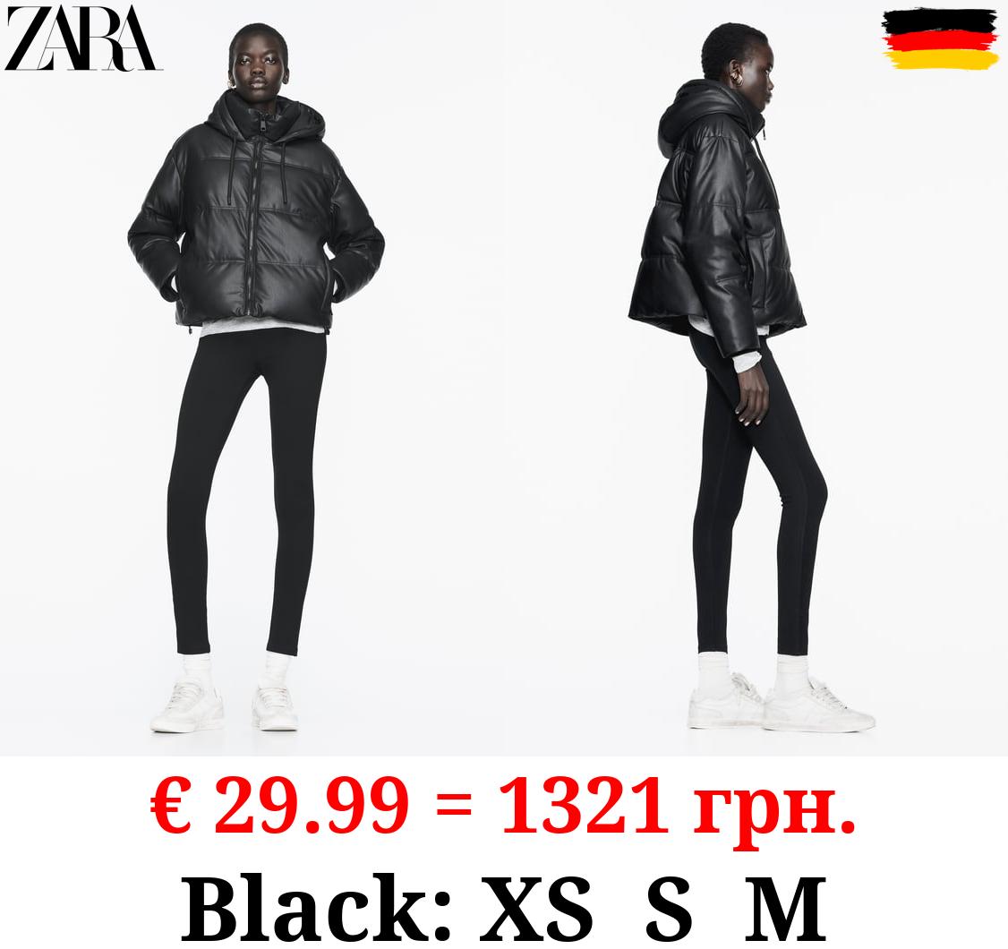 WIND PROTECTION FAUX LEATHER CROPPED PUFFER ANORAK