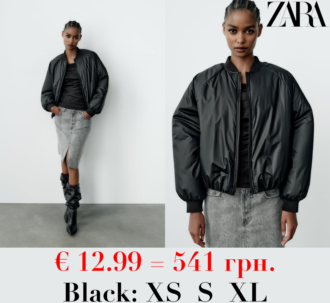 COATED OVERSIZE PADDED BOMBER JACKET