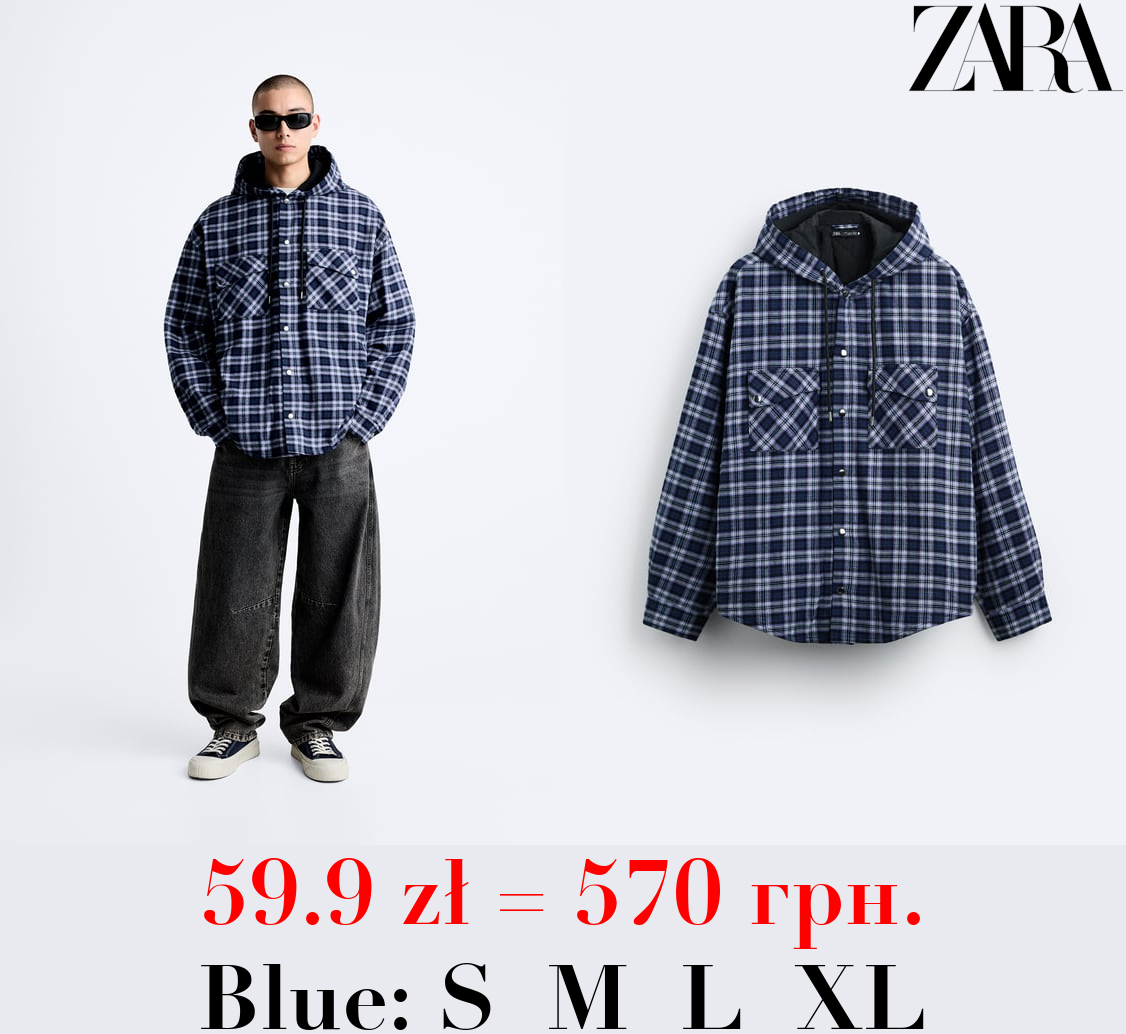 HOODED CHECK OVERSHIRT
