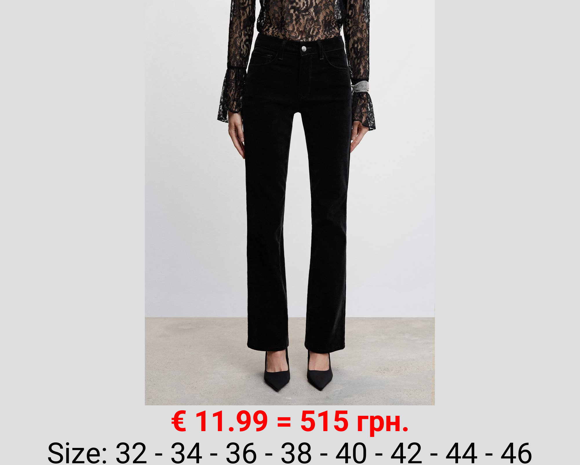 Jeans flare tiro medio terciopelo