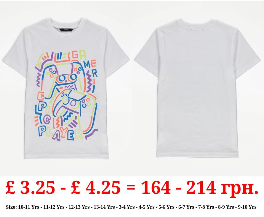 White Abstract Epic Gamer T-Shirt