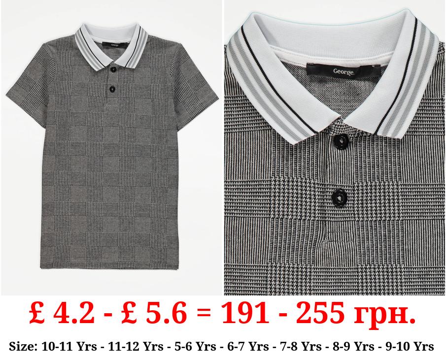 Black Houndstooth Smart Polo Top