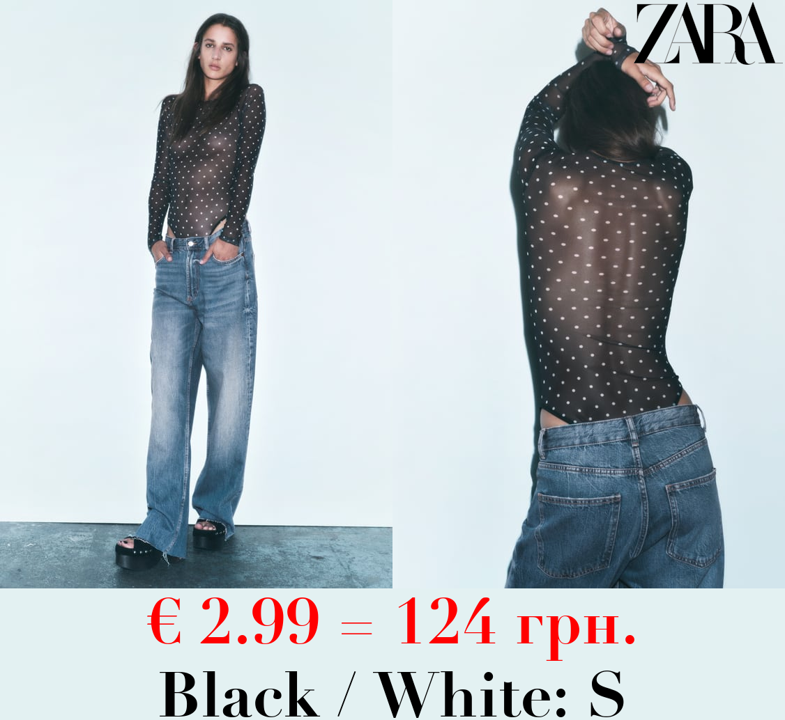 PRINTED TULLE BODYSUIT