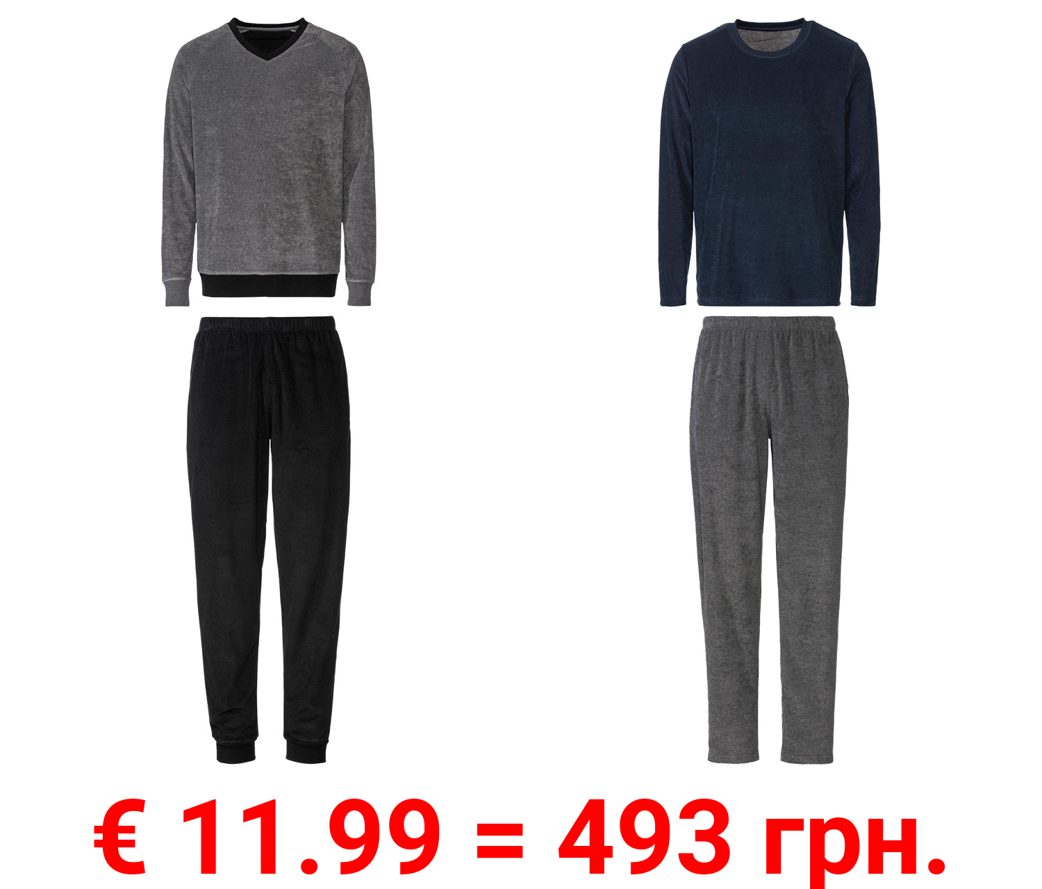 LIVERGY® Herren Frottee-Pyjama mit hohem Baumwollanteil