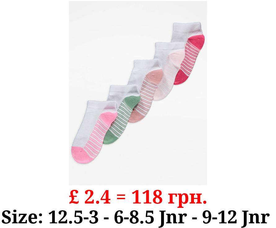 White Striped Footbed Cotton Rich Trainer Liner Socks