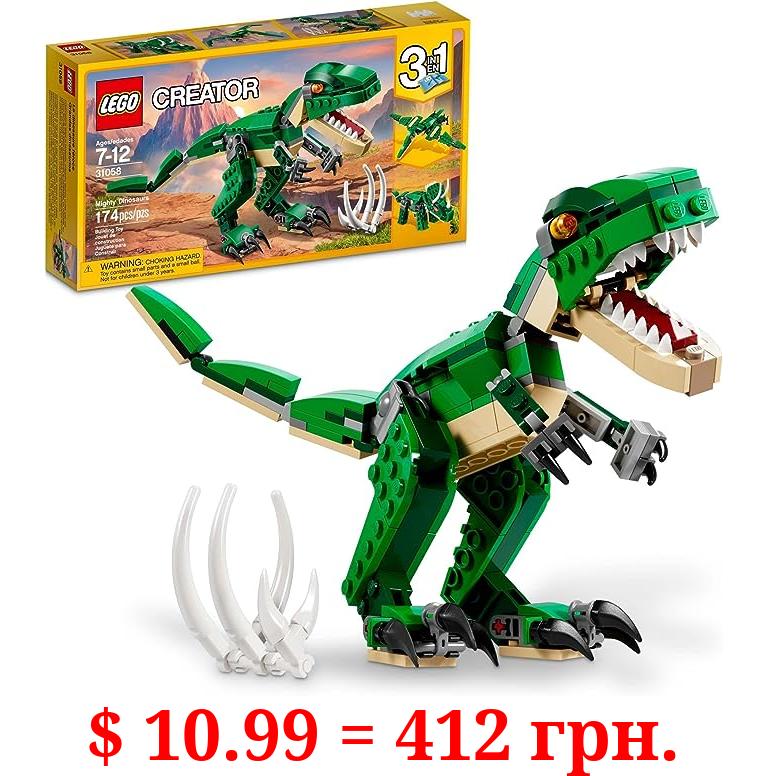 LEGO Creator 3in1 Mighty Dinosaurs 31058 Building Toy Set for Kids, Boys, and Girls Ages 7-12 (174 Pieces)