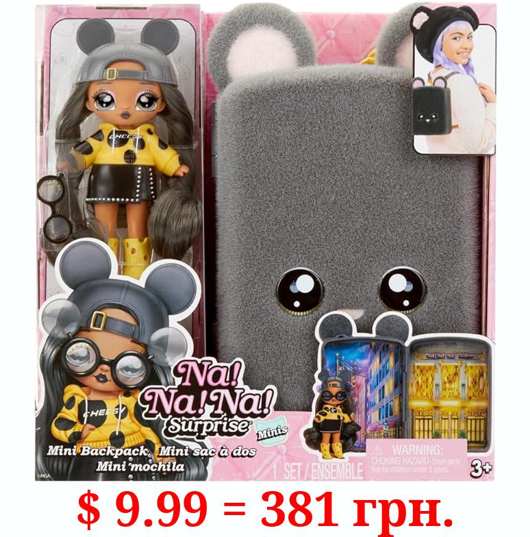 Na! Na! Na! Surprise Mini Backpack Series 2 Marisa Mouse Fashion Doll, Fuzzy Gray Mouse Backpack, Gift for Kids, Ages 4 5 6 7 8+ Years