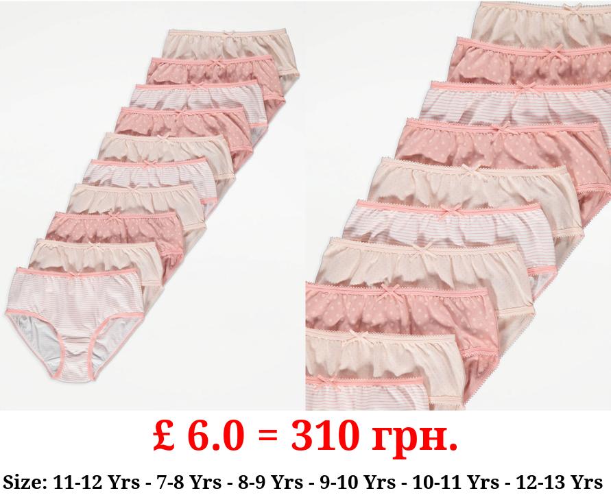 Pink Patterned Briefs 10 Pack