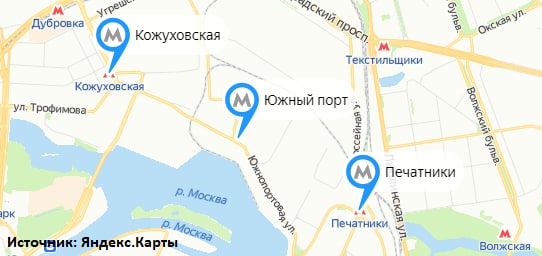 Карта москвы южный порт