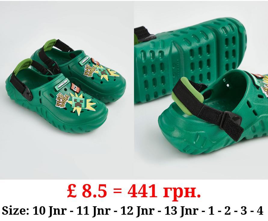 Green Minecraft Badge Chunky Clogs
