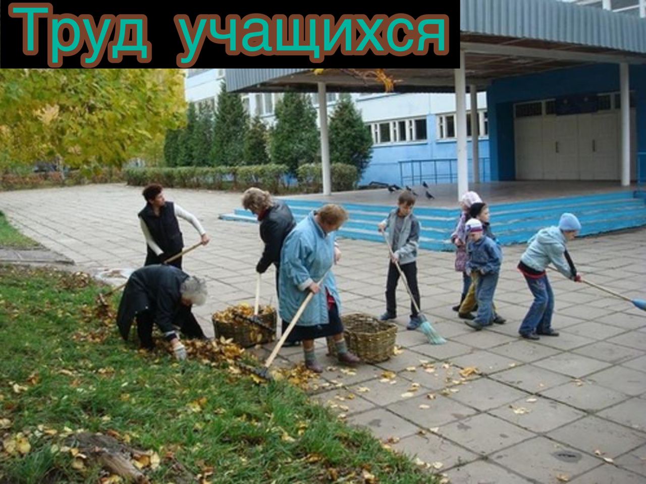 Общественно полезный труд. Трудовое воспитание в школе. Уборка территории школы в школе. Общественно-полезный труд в школе. Уборка территории вокруг школы.