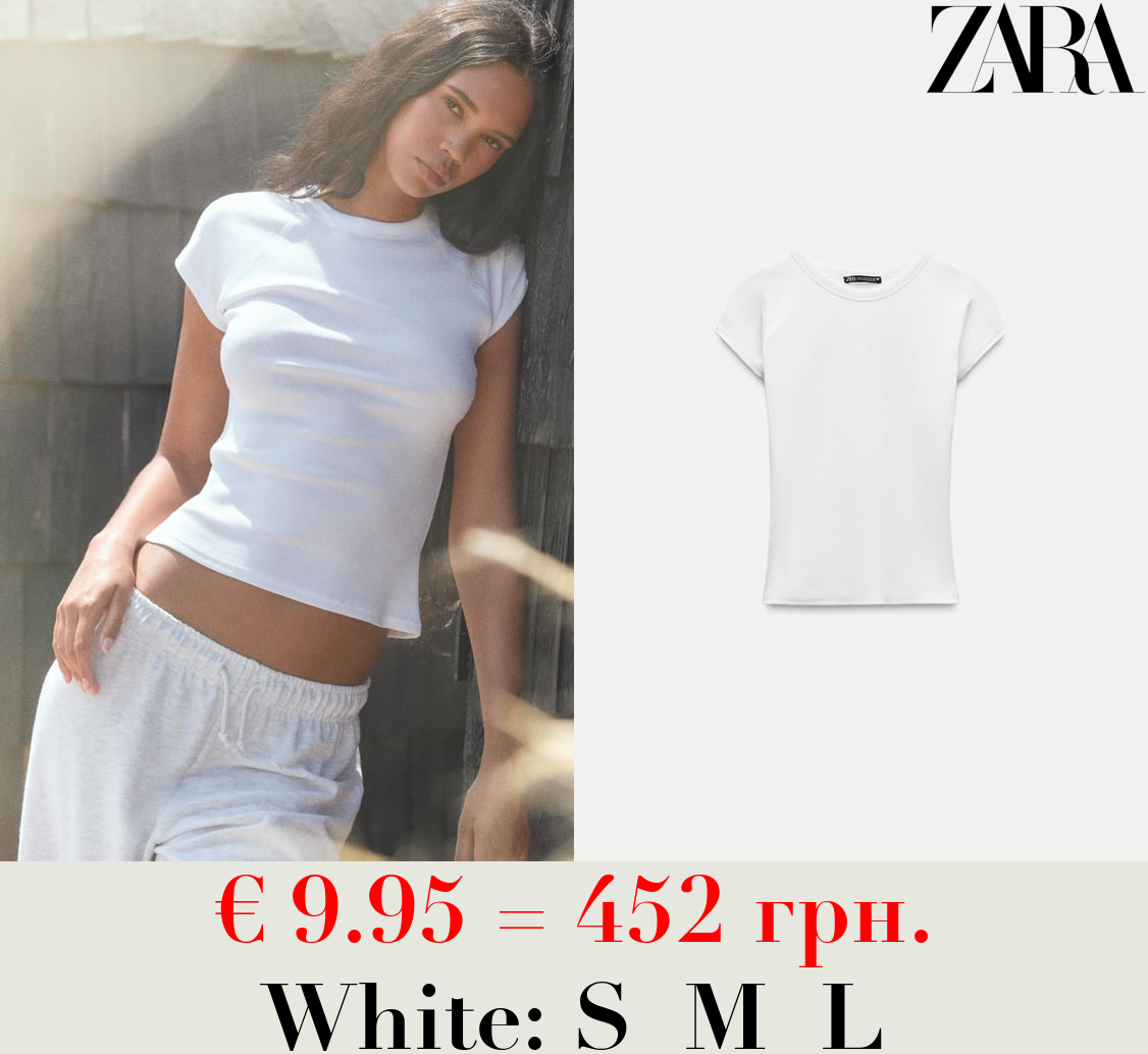 FADED-EFFECT RIB T-SHIRT