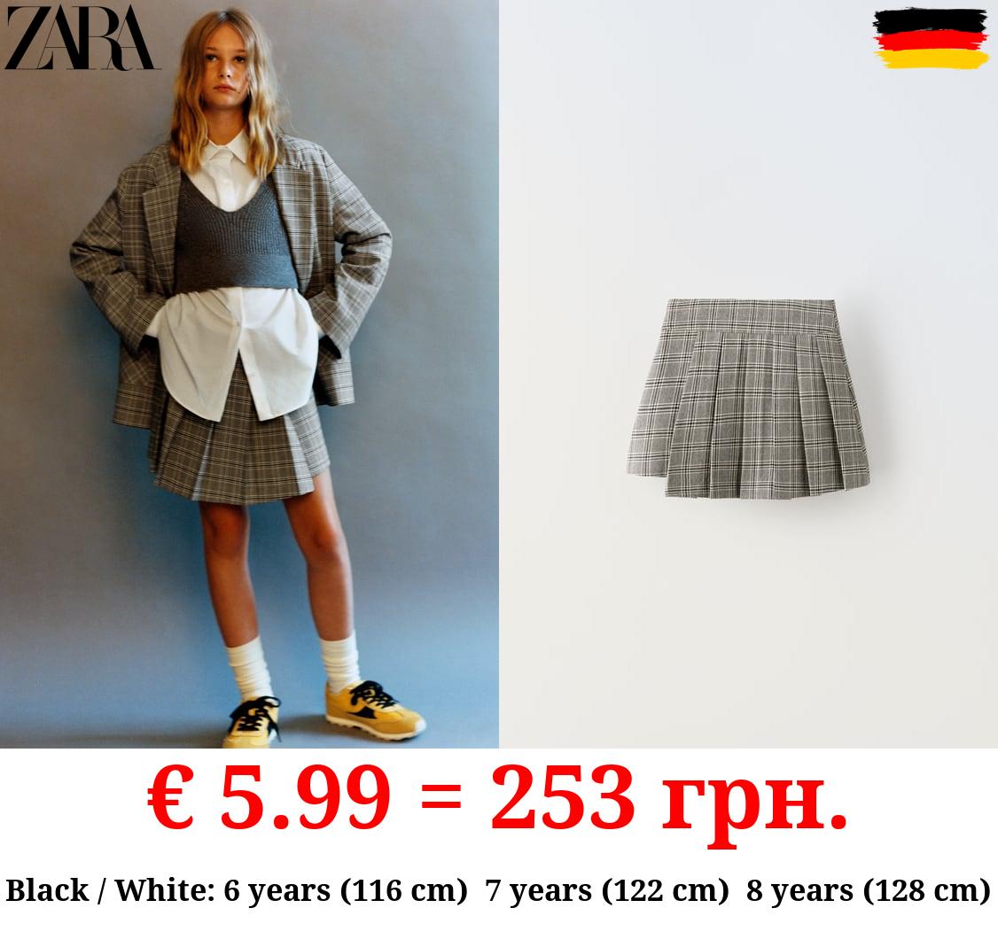 CHECK BOX PLEAT SKIRT