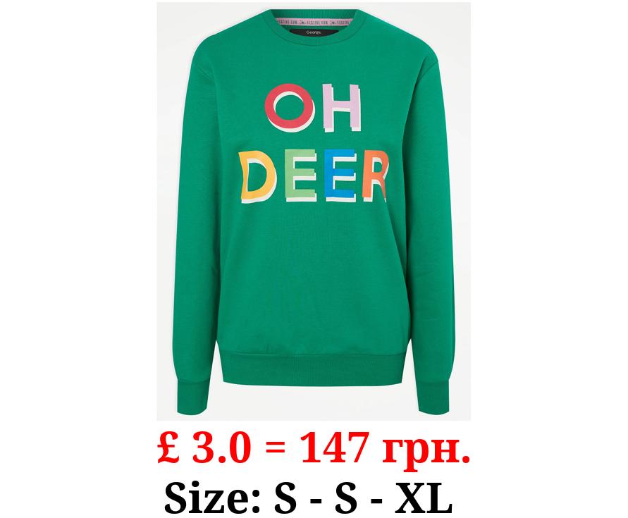 Green Oh Deer Matching Adults Family Christmas Sweatshirt