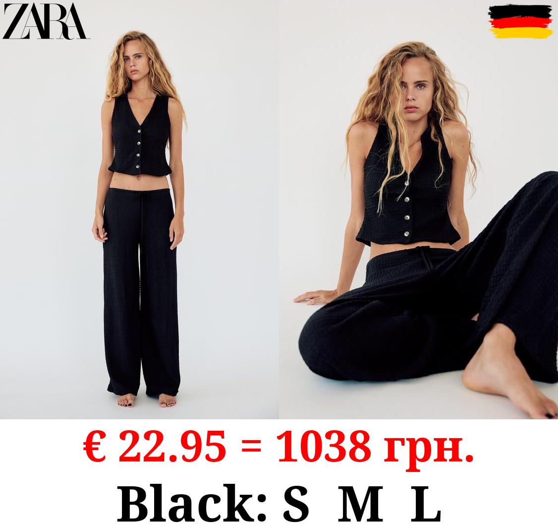 TEXTURED STRAIGHT FIT TROUSERS