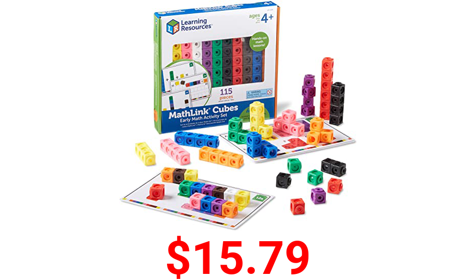Learning Resources Early Math MathLink Cube Activity Set, Math Blocks, Early Math Skills, Back to School Activities, Classroom Learning Supplies, 115 Pieces, Ages 4+