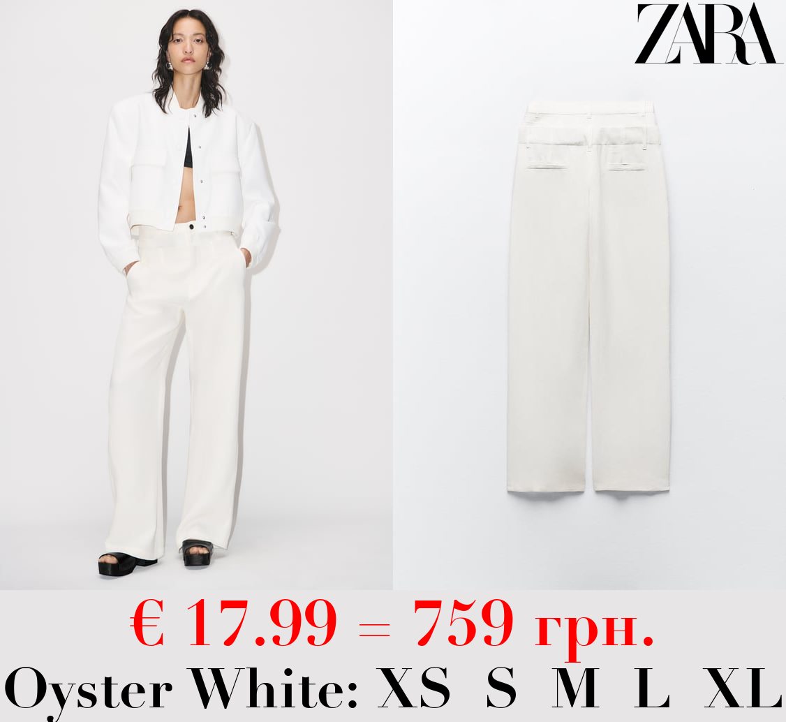 DOUBLE-WAIST LINEN BLEND TROUSERS
