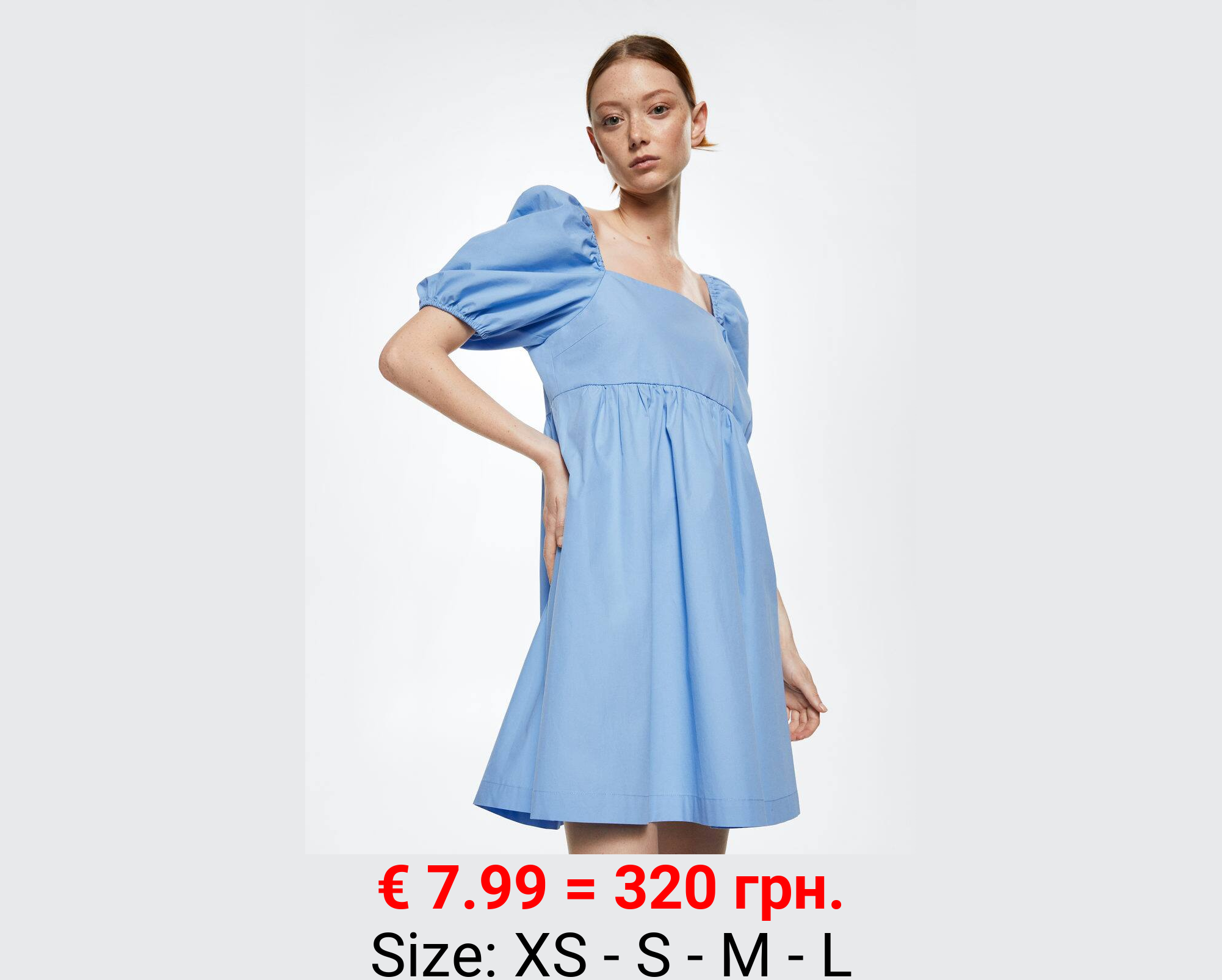 Vestido algodón manga abullonada