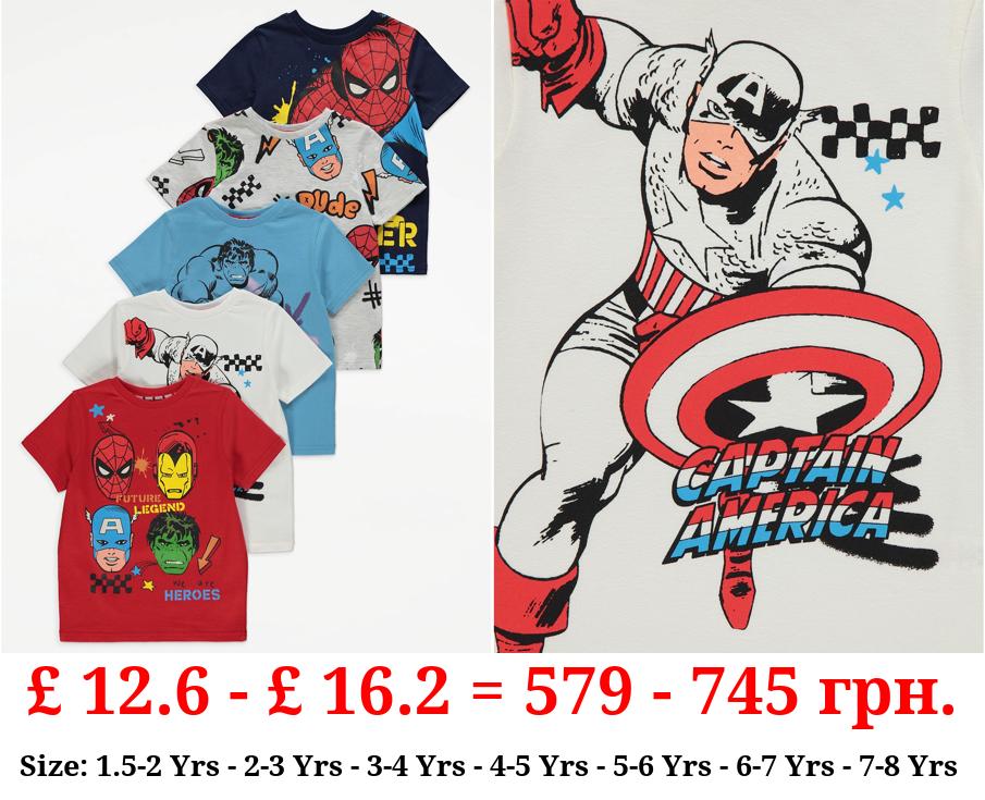 Marvel Character Short Sleeve T-Shirts 5 Pack