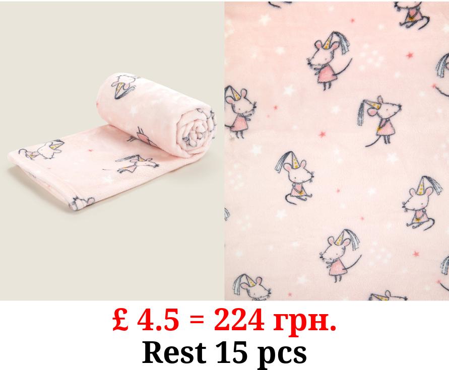 Pink Princess Mice Fleece Blanket