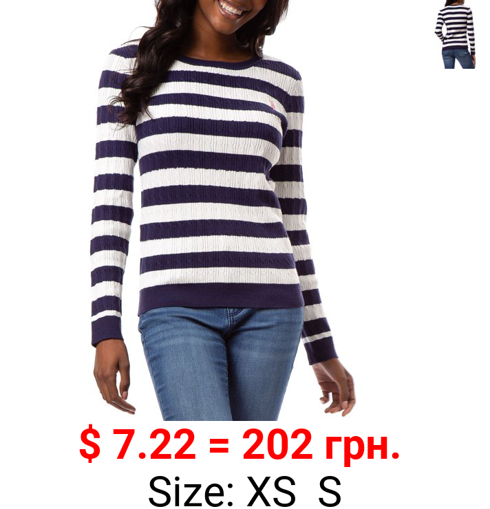 U.S. Polo Assn. Women’s Stripe Crewneck Cable Sweater
