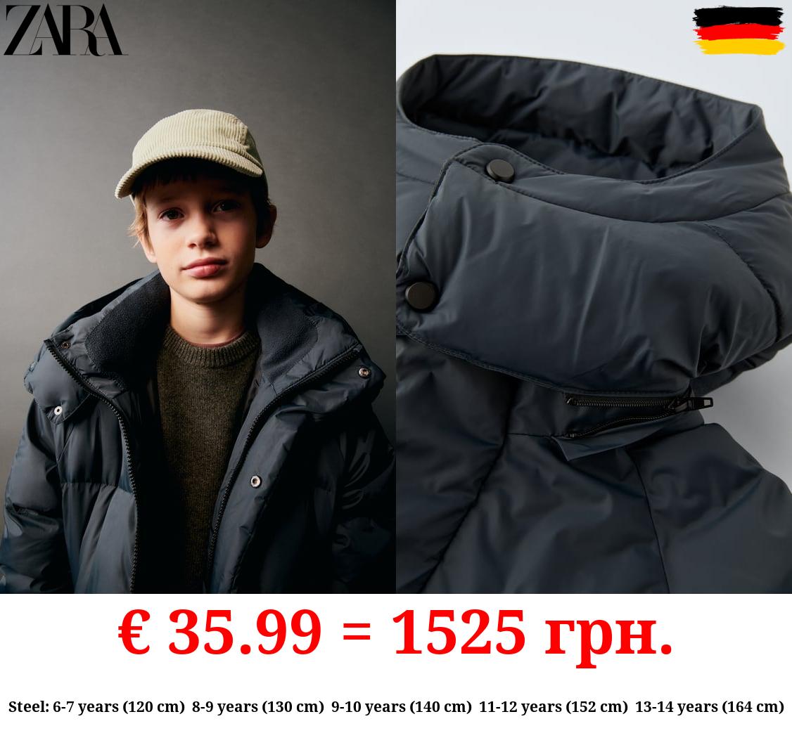 EXTRA-LONG WATER-REPELLENT DOWN AND FEATHERS PUFFER JACKET