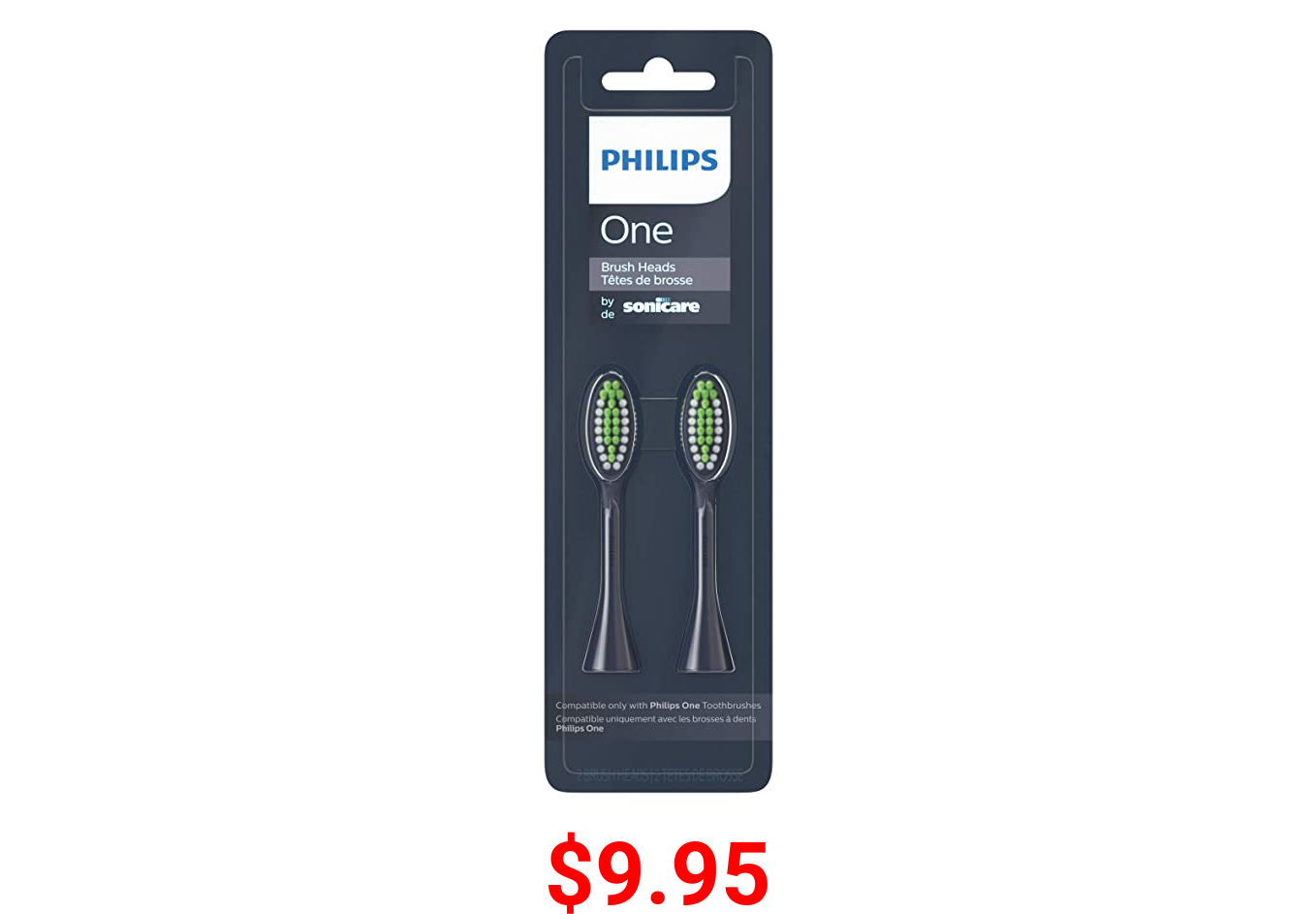 Philips One By Sonicare, 2 Brush Heads, Midnight Navy Blue, BH1022/04