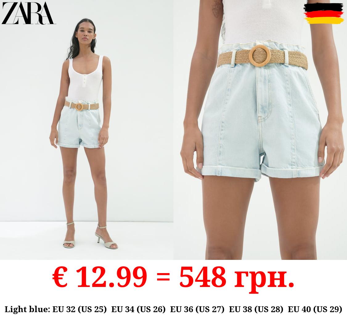 Z1975 BAGGY BELTED DENIM BERMUDA SHORTS