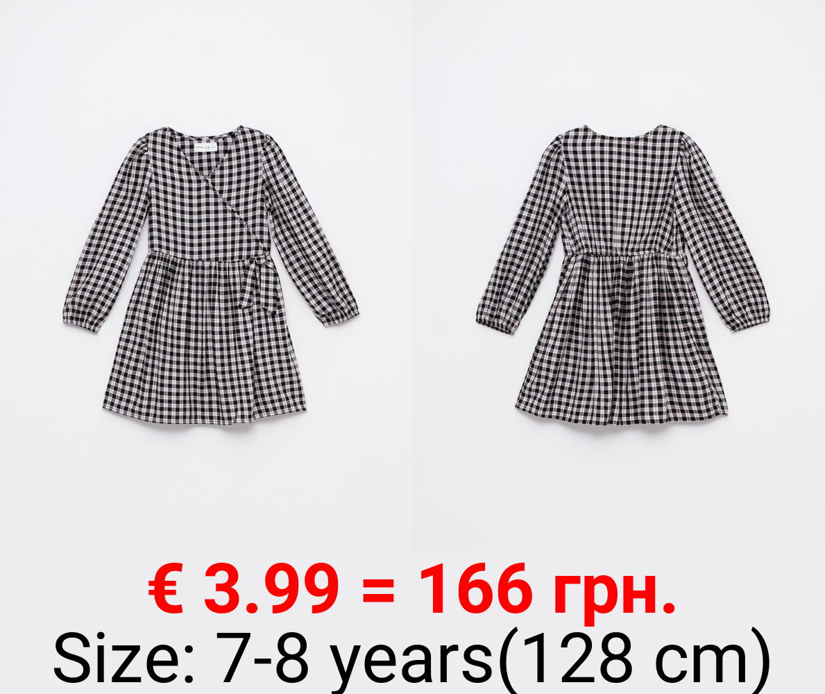 Checked wrap dress