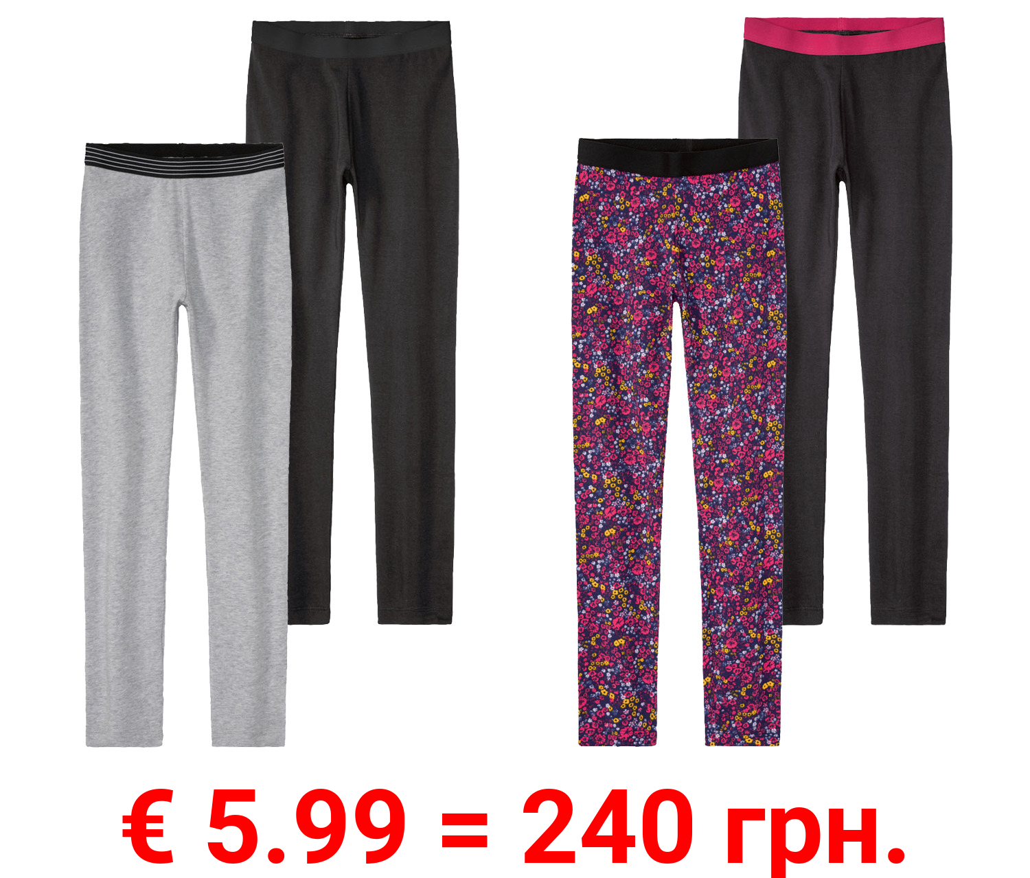 pepperts!® Mädchen Leggings, 2 Stück, mit hohem Baumwollanteil