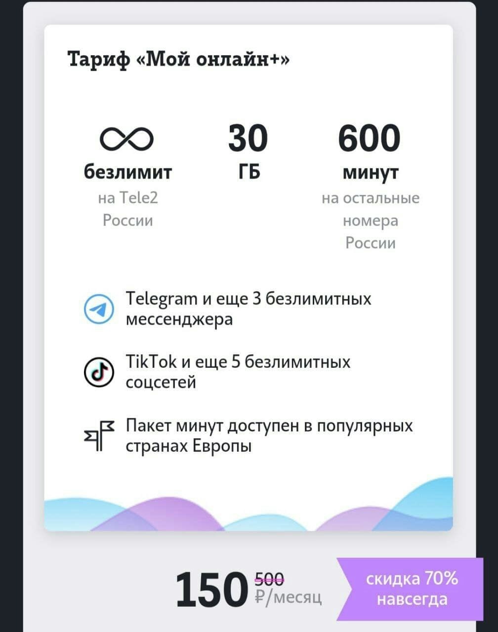 Абуз TELE2 (Скидка на тариф до 70%) – Telegraph