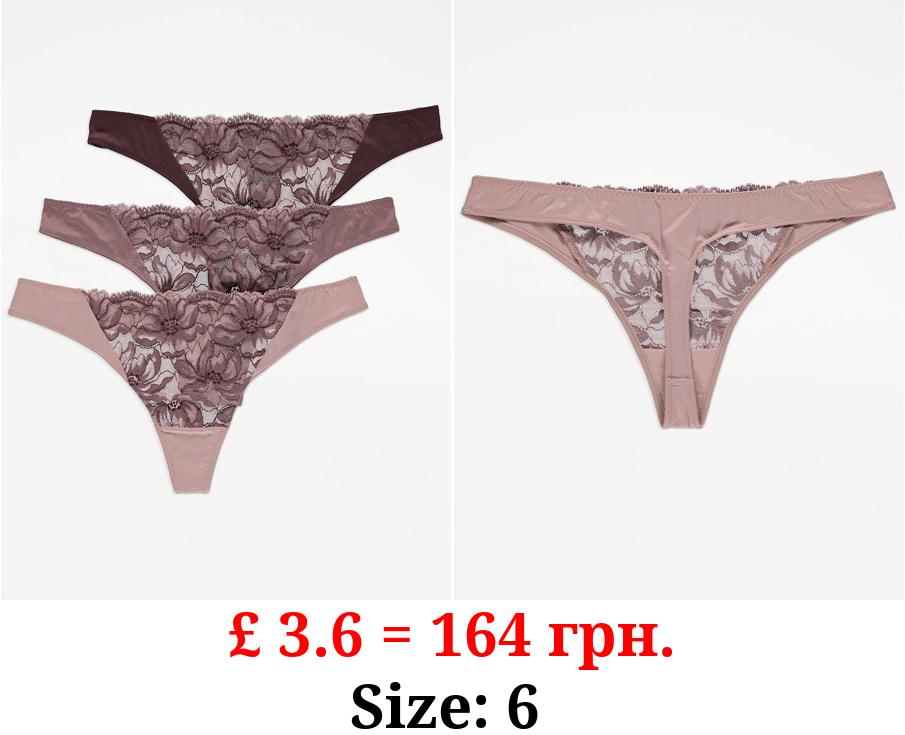 Floral Lace Thongs 3 Pack