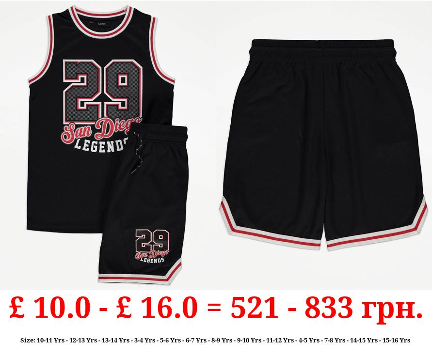 Black San Diego Legends Basketball Vest and Shorts Outfit